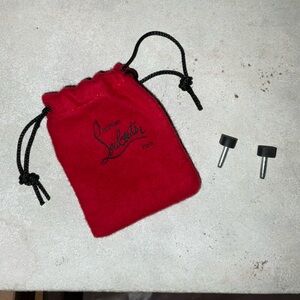 Christian Louboutin Black Heel Replacement Tips With Red Dust Bag